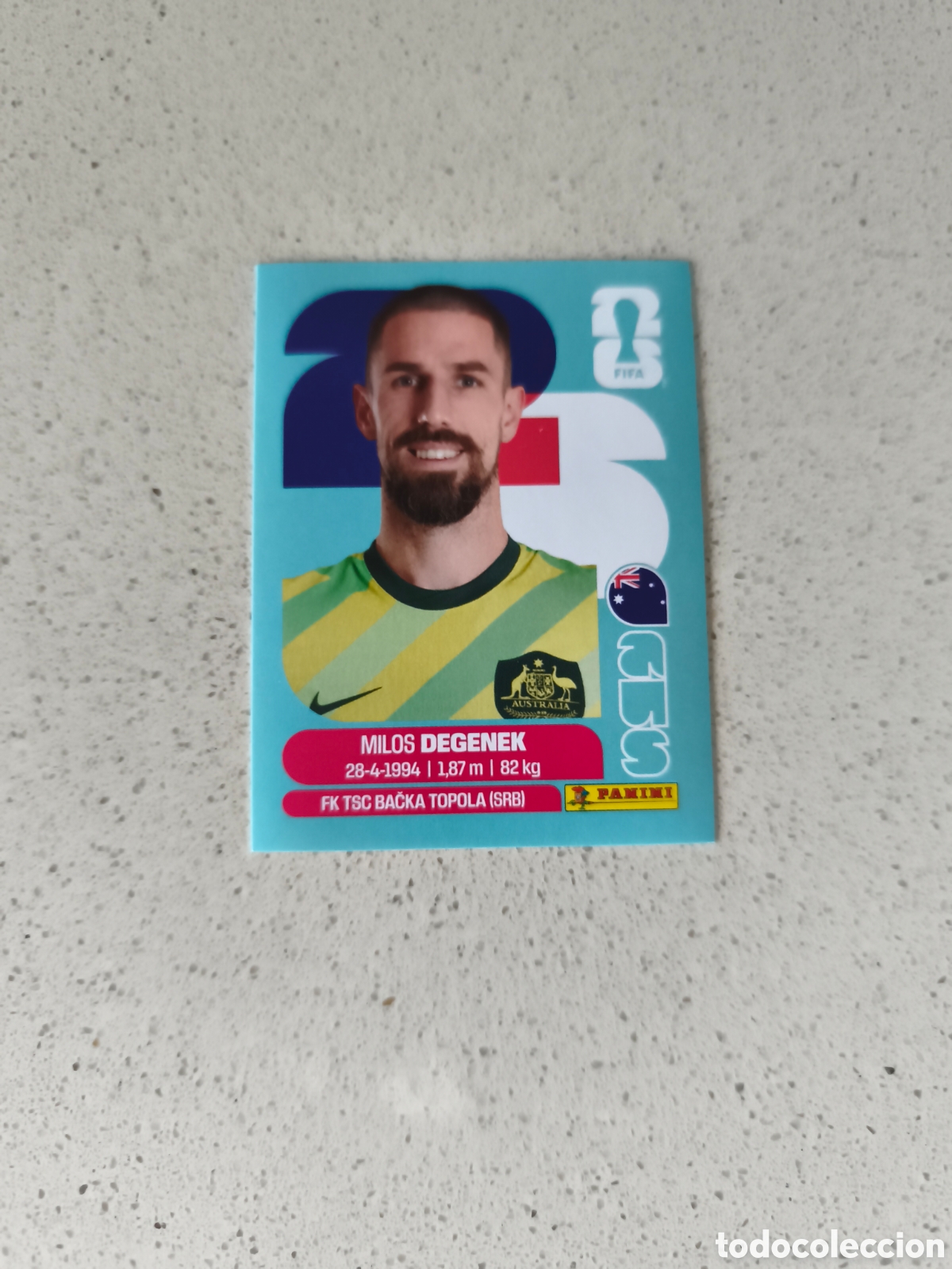 Cromos de f&uacute;tbol: CROMO N&Uacute;MERO 10 DEGENEK AUSTRALIA. MUNDIAL 2026. PANINI.
