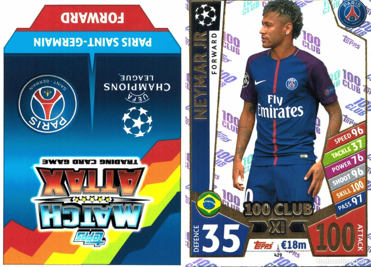 Cromos de f&uacute;tbol: Cromo Neymar Jr. Paris Saint-Germain Topps Match Attax UCL 2017-2018