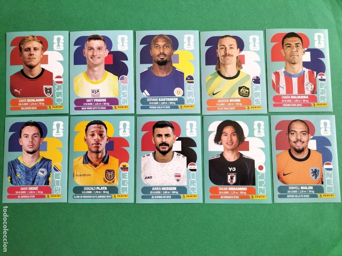 Fu&szlig;ball-Sticker: (PANINI)FIFA WORLD CUP 2026) LOTE DE 10 CROMOS ORIGINALES SIN PEGAR