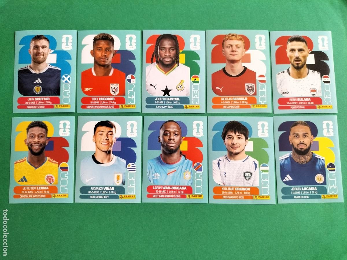 Fu&szlig;ball-Sticker: (PANINI)FIFA WORLD CUP 2026) LOTE DE 10 CROMOS ORIGINALES SIN PEGAR