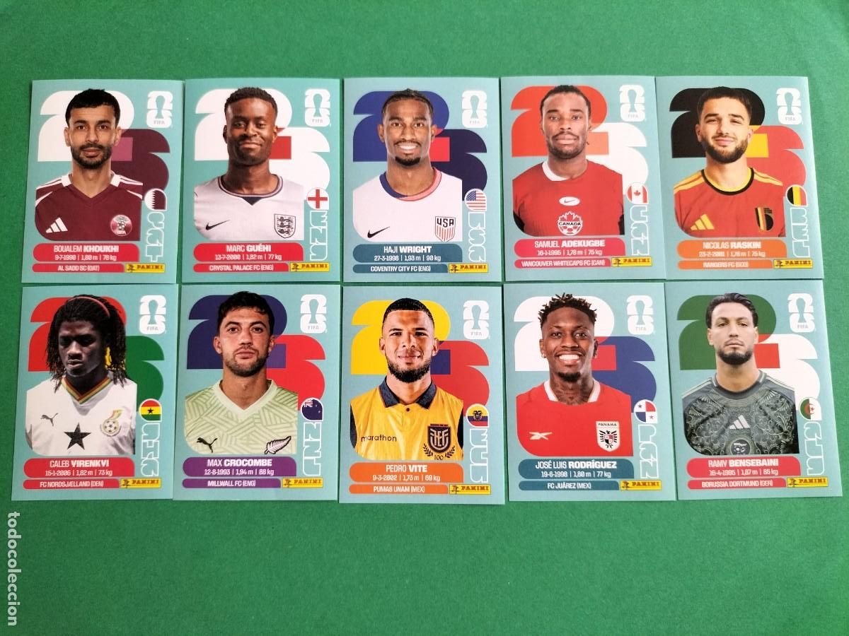 Fu&szlig;ball-Sticker: (PANINI)FIFA WORLD CUP 2026) LOTE DE 10 CROMOS ORIGINALES SIN PEGAR