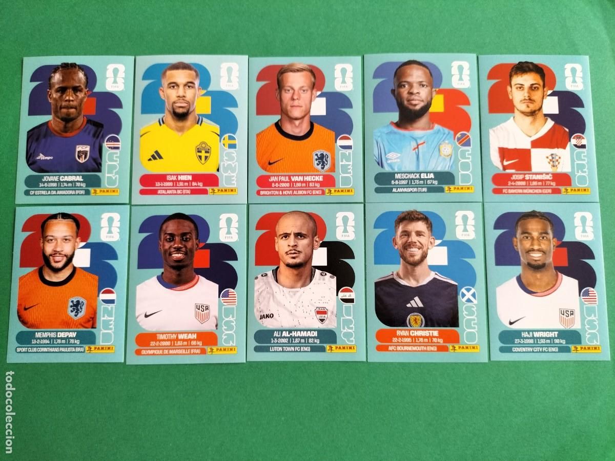 Football Stickers: (PANINI)FIFA WORLD CUP 2026) LOTE DE 10 CROMOS ORIGINALES SIN PEGAR
