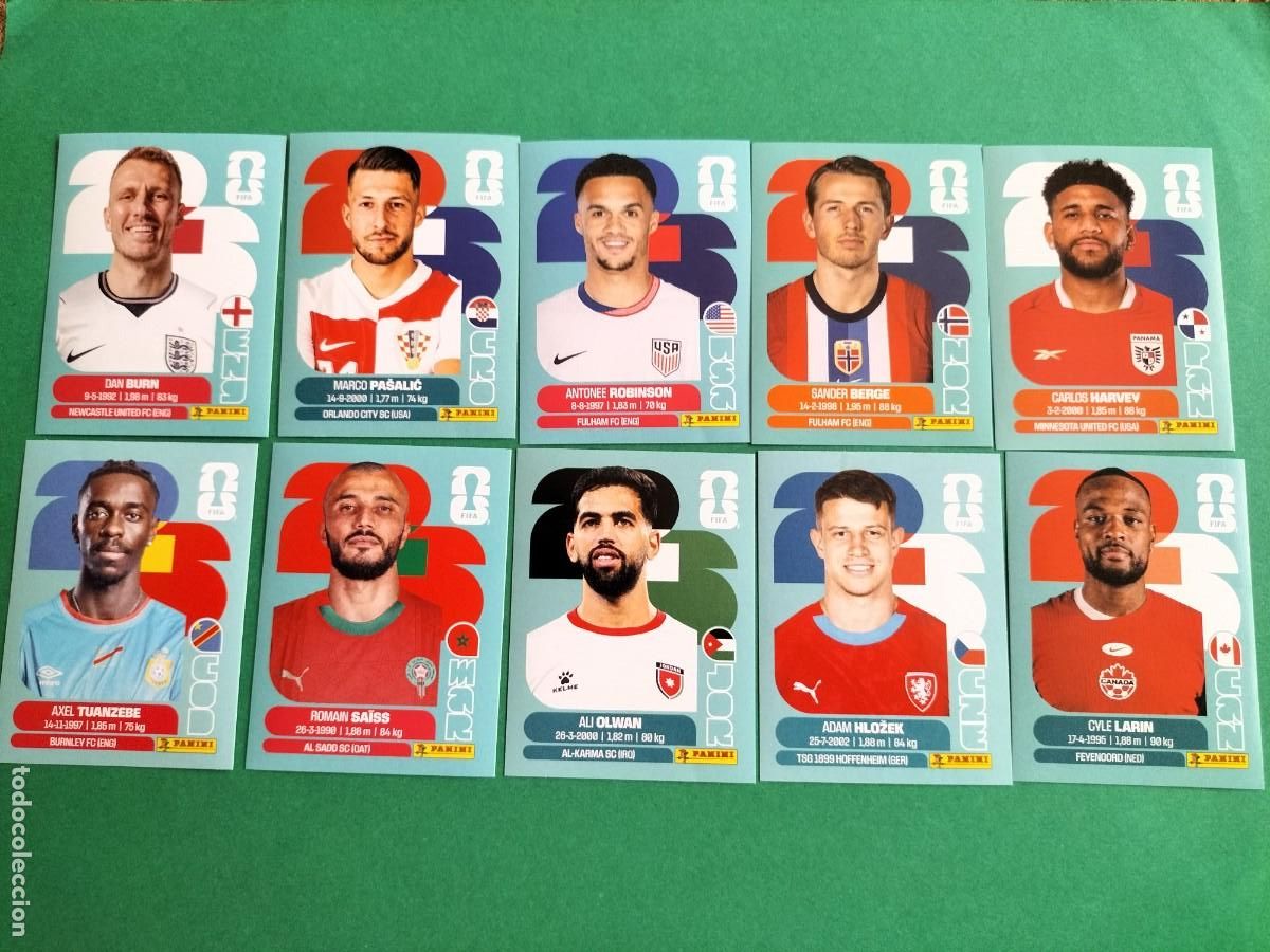 Football Stickers: (PANINI)FIFA WORLD CUP 2026) LOTE DE 10 CROMOS ORIGINALES SIN PEGAR