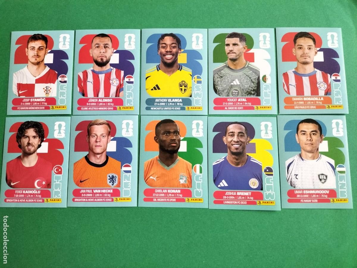 Football Stickers: (PANINI)FIFA WORLD CUP 2026) LOTE DE 10 CROMOS ORIGINALES SIN PEGAR
