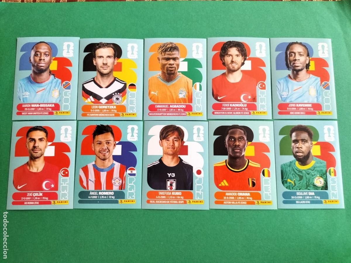 Football Stickers: (PANINI)FIFA WORLD CUP 2026) LOTE DE 10 CROMOS ORIGINALES SIN PEGAR