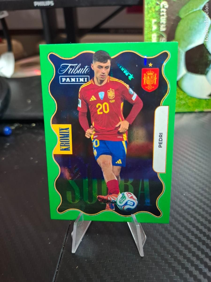 Cromos de f&uacute;tbol: KROMIX VERDE GREEN PEDRI SELECCI&Oacute;N ESPA&Ntilde;OLA 2010 2026 PANINI TRIBUTO KV77