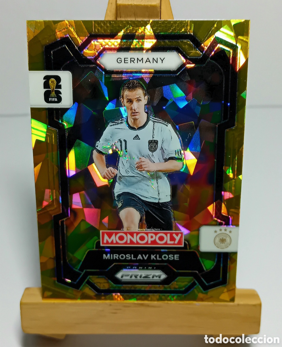 Cromos de f&uacute;tbol: MIROSLAV KLOSE 2026 ALEMANIA MONOPOLY GOLD CRACKED ICE PRIZM PANINI.