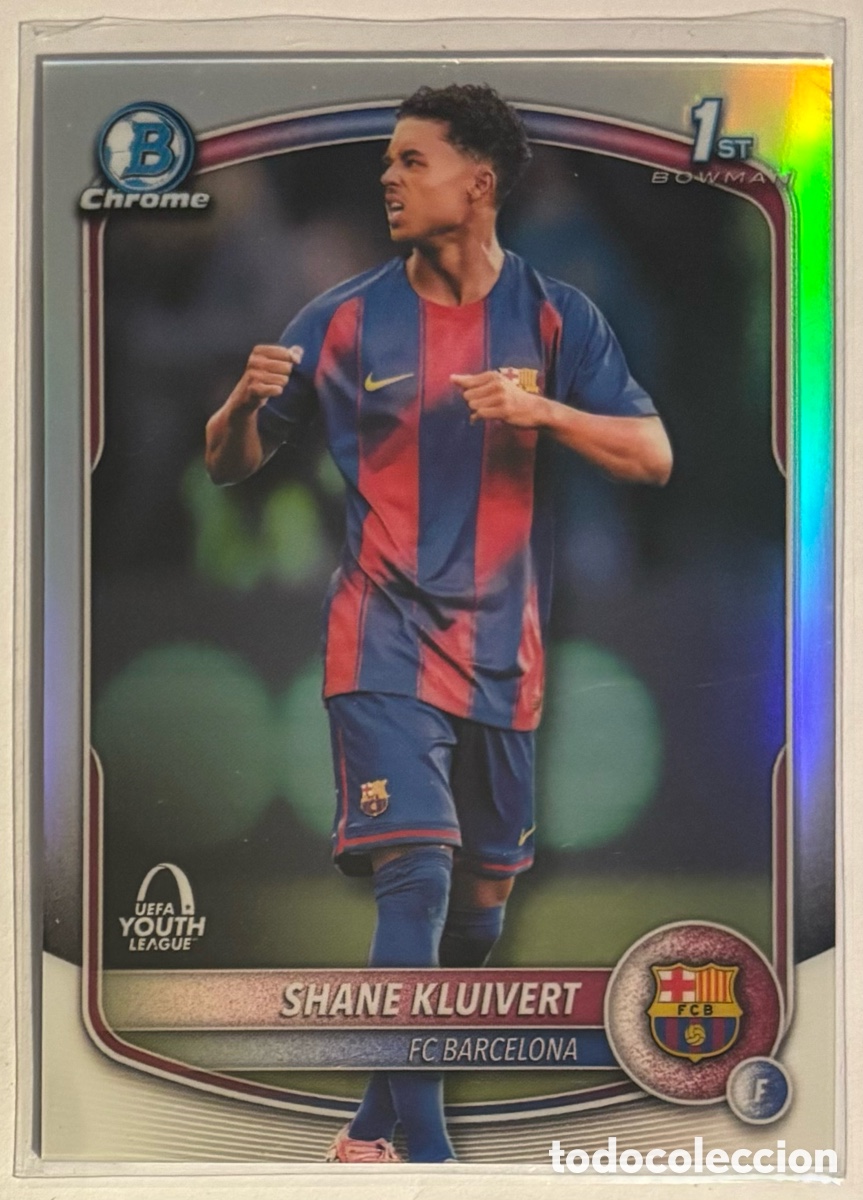 Cromos de f&uacute;tbol: SHANE KLUIVERT (FC BARCELONA). CARTA 1st BOWMAN TOPPS CHROME UEFA 2025-26. ROOKIE CARD