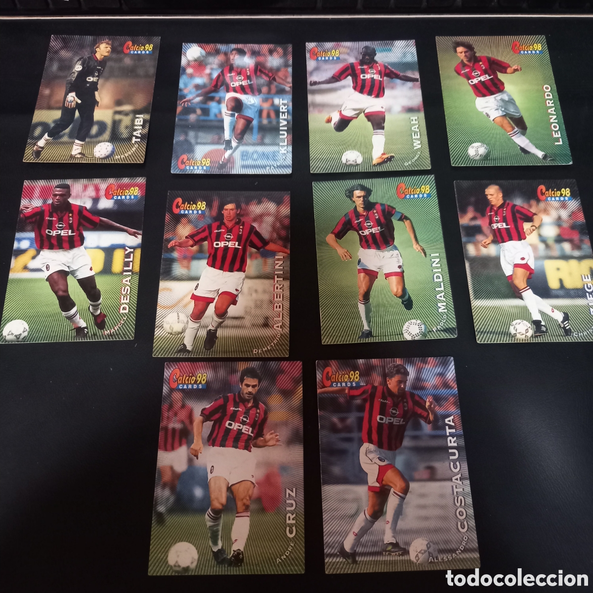 Cromos de f&uacute;tbol: Lote 10 panini mil&aacute;n ziege costa curta cruz Maldini albertin weah taibi Leonardo f&uacute;tbol cromos