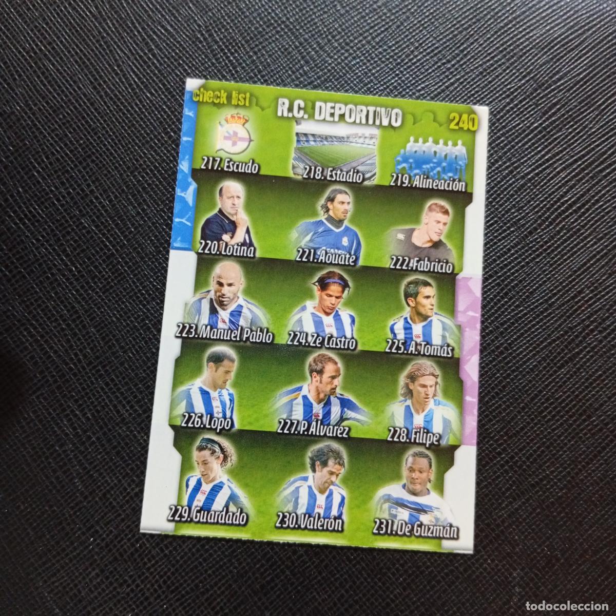 Cromos de f&uacute;tbol: 240 CHECK LIST DEPORTIVO MUNDICROMO QUIZ GAME 2008 2009 FUTBOL 08 09 - A211 PG30