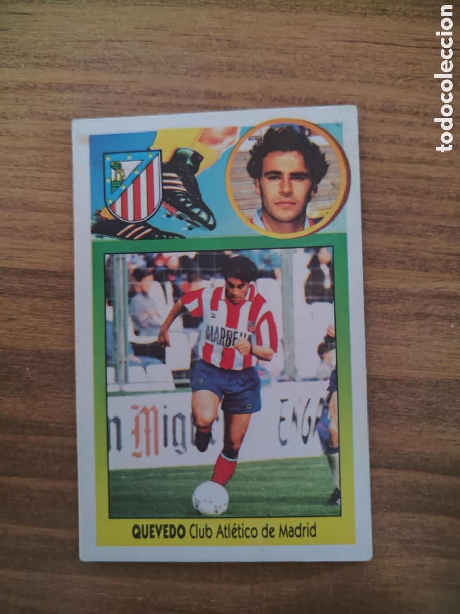 Fu&szlig;ball-Sticker: Este 93 94 cart&oacute;n despegado &uacute;ltimos fichajes 3 Atl&eacute;tico Madrid Quevedo
