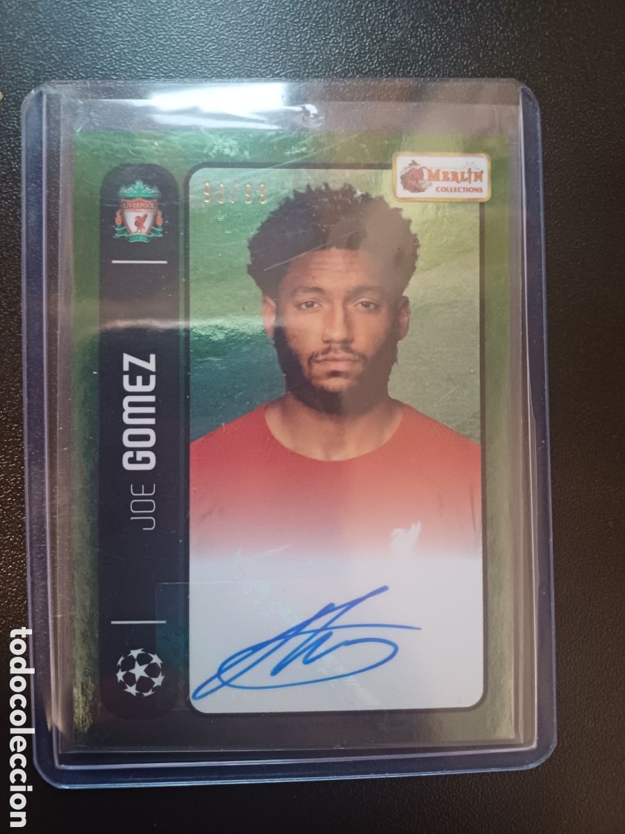 Cromos de f&uacute;tbol: #124 JOE GOMEZ LIVERPOOL FC AUTOGRAFO ORIGINAL 90/99 TOPPS MERLIN HERITAGE 2022