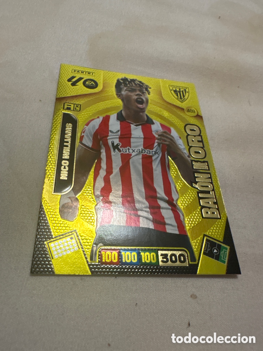 Cromos de f&uacute;tbol: Nico Williams balon de oro n&uacute;mero 469 del Athletic de Bilbao cromo adrenalyn XL 25-26 2025-2026