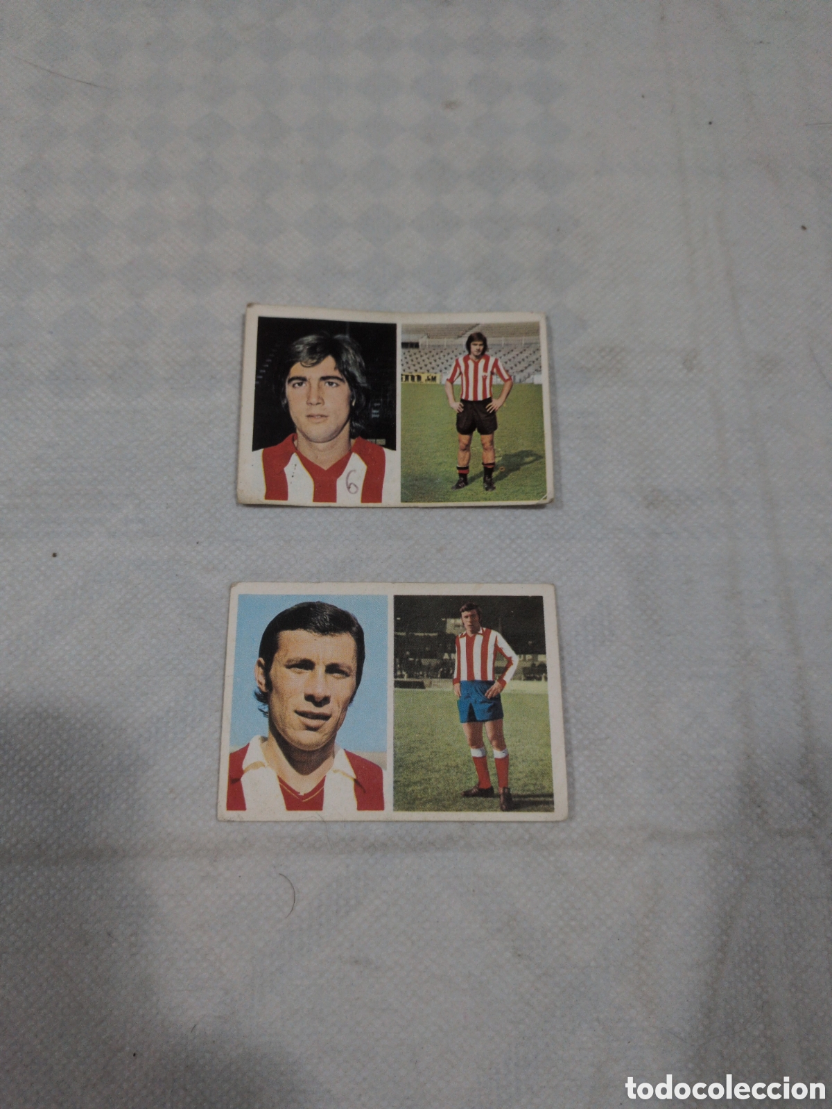 Cartes &agrave; collectionner de Football: Lote de 2 cromos fher liga 1976 1977 76 77 Baena At.Madrid y O&ntilde;aederra en buen estado sin pegar