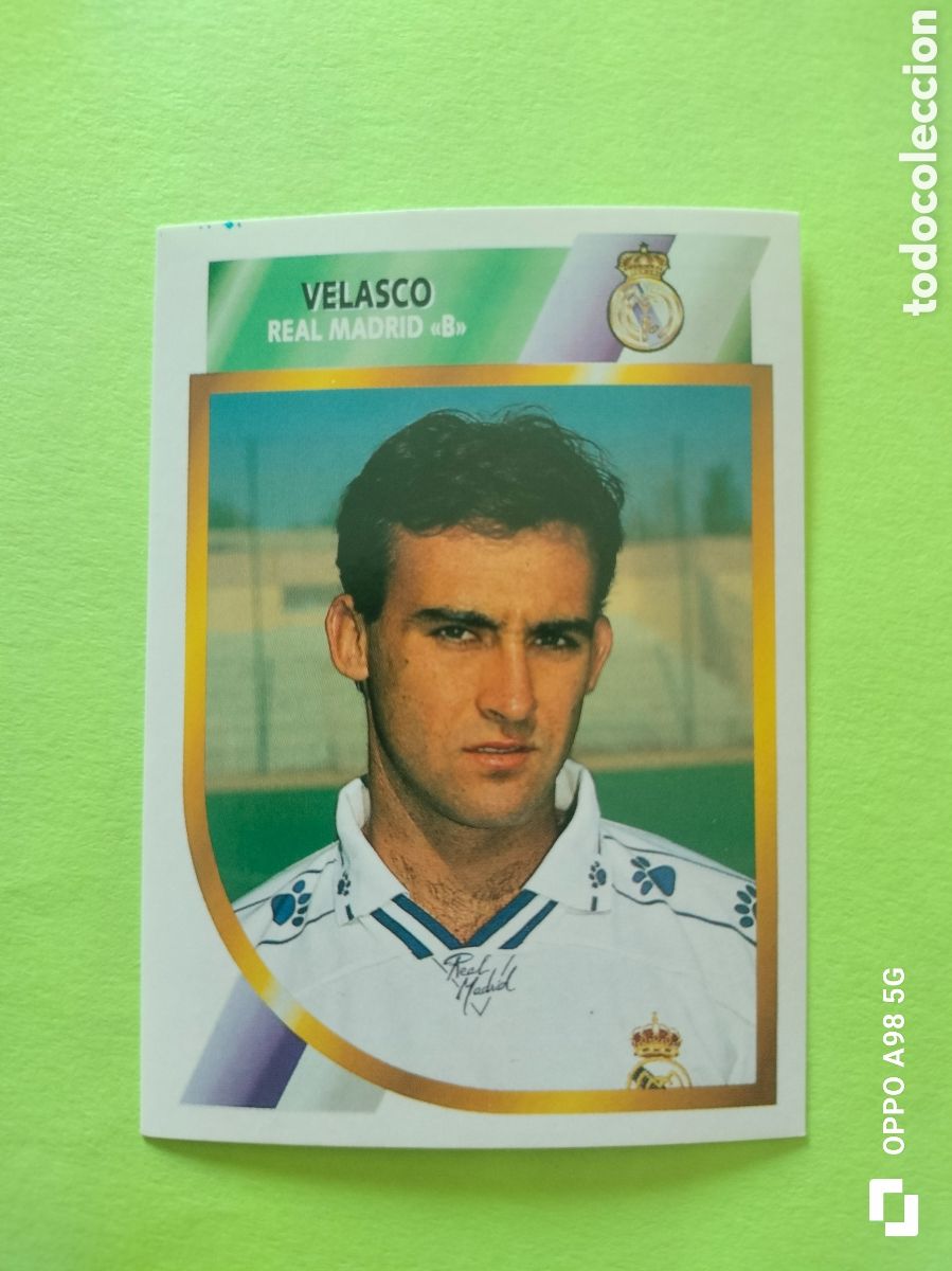 Cromos de f&uacute;tbol: Cromo Velasco Real Madrid B segunda divisi&oacute;n Ediciones Este liga temporada 94 95 1994 1995
