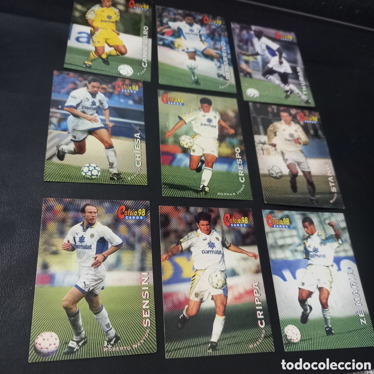 Cromos de f&uacute;tbol: Lote 9 panini para f&uacute;tbol cromos crippa sensini stanic crespo chiesa cannavaro thuram
