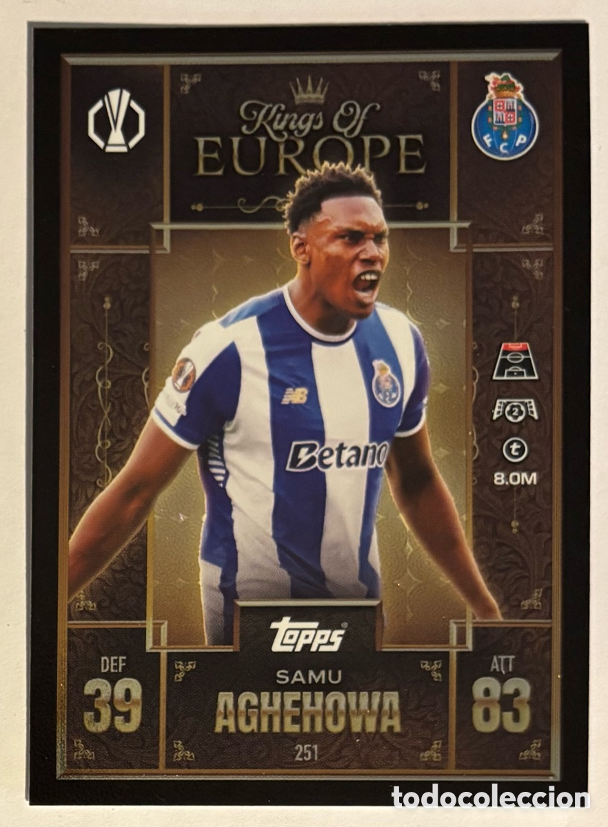 Cromos de f&uacute;tbol: SAMU AGHEHOWA (OPORTO). CARTA KINGS OF EUROPE TOPPS MATCH ATTAX 2025/26