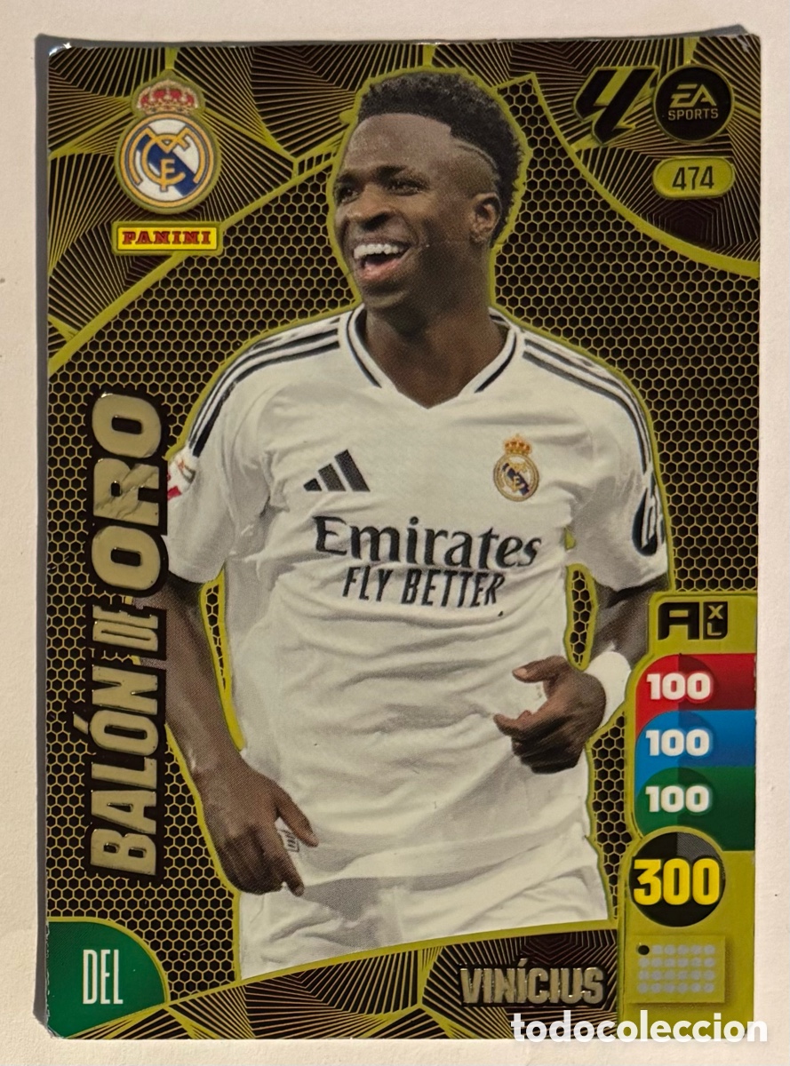 Cromos de f&uacute;tbol: VINICIUS JR. (REAL MADRID). CARTA BAL&Oacute;N DE ORO PANINI ADRENALYN XL LA LIGA 2024-25.