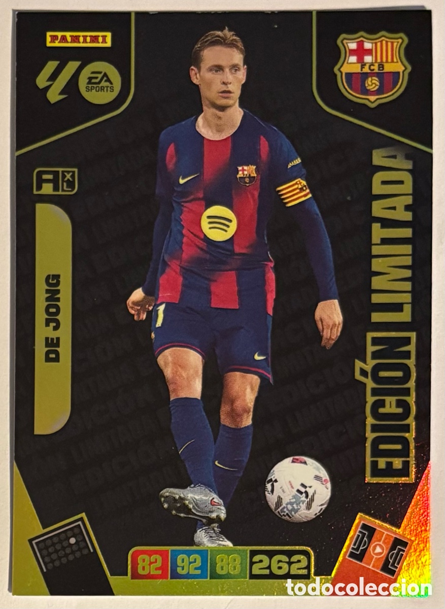 Cromos de f&uacute;tbol: DE JONG (FC BARCELONA). CARTA EDICI&Oacute;N LIMITADA PANINI ADRENALYN XL LA LIGA 2025-26.