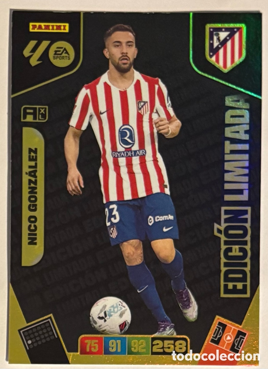 Cromos de f&uacute;tbol: NICO GONZ&Aacute;LEZ (ATL&Eacute;TICO MADRID). CARTA EDICI&Oacute;N LIMITADA PANINI ADRENALYN XL LA LIGA 2025-26.