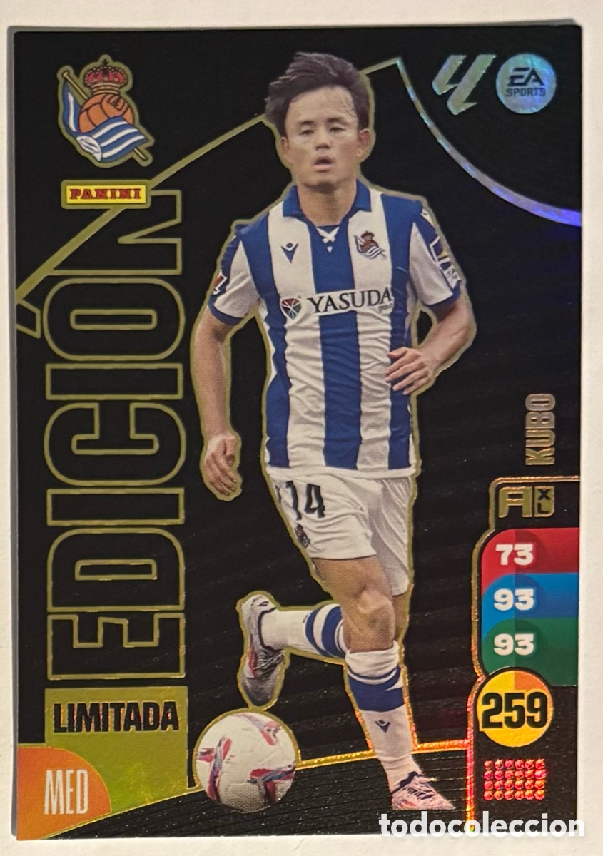 Cromos de f&uacute;tbol: TAKE KUBO (REAL SOCIEDAD). CARTA EDICI&Oacute;N LIMITADA PANINI ADRENALYN XL LA LIGA 2024-25.