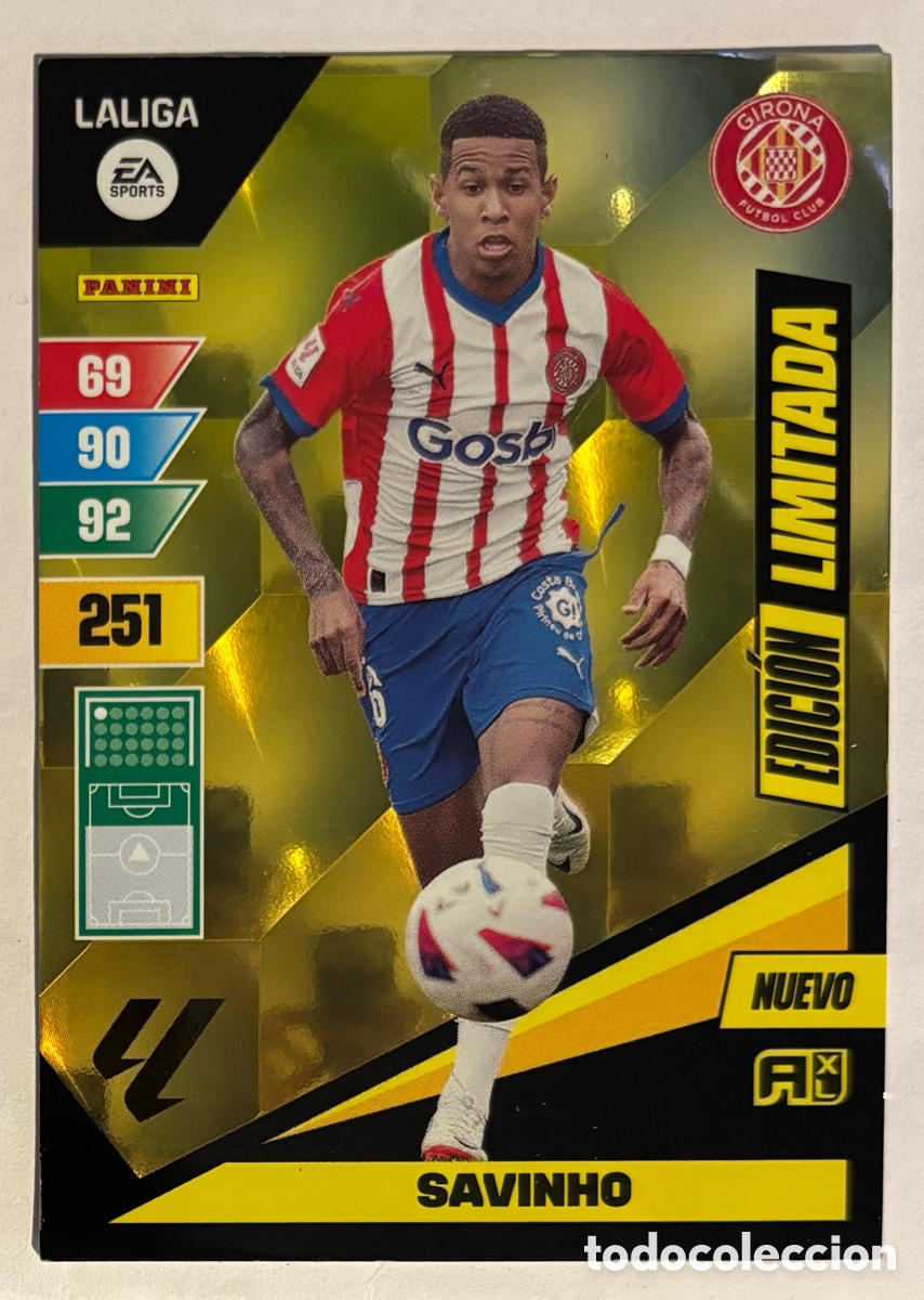 Cromos de f&uacute;tbol: SAVINHO (GIRONA FC). CARTA EDICI&Oacute;N LIMITADA PANINI ADRENALYN XL LA LIGA 2023-24.