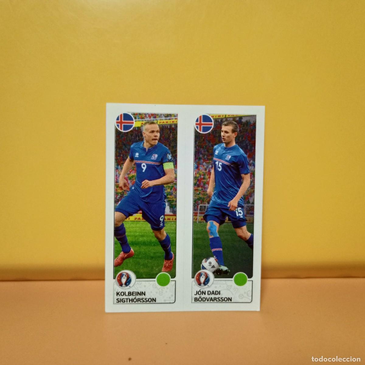 Football Stickers: PANINI EURO 2016 FRANCE; EUROCOPA FRANCIA: ISLANDIA KOLBEINN/J&Oacute;N DADI 608 A/B