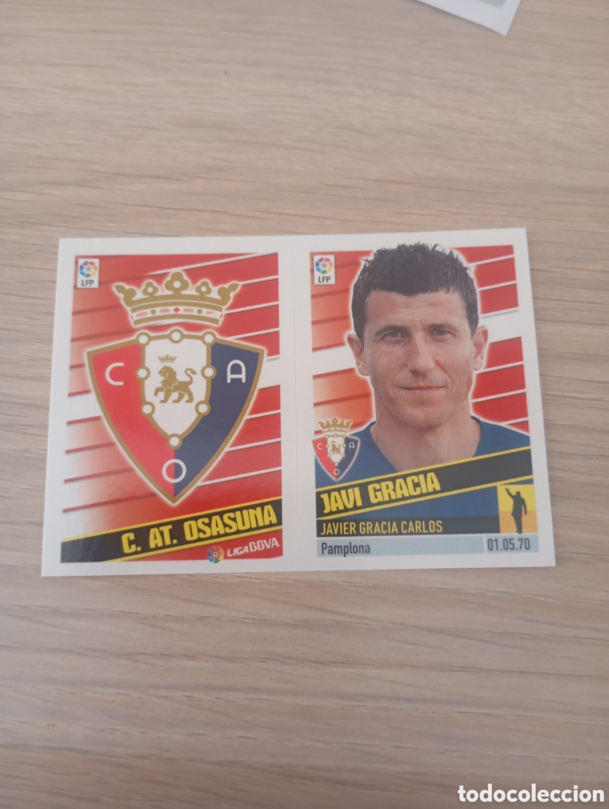 Cromos de f&uacute;tbol: Cromo futbol Javi Gracia este 13/14 coloca