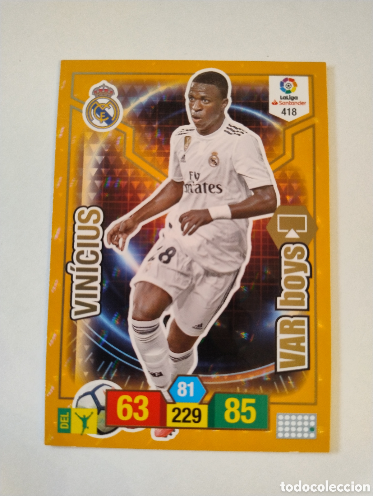Cromos de f&uacute;tbol: 418 - Vini Jr Vinicius - Real Madrid - Adrenalyn XL Liga 2018 - 2019 Var Boys