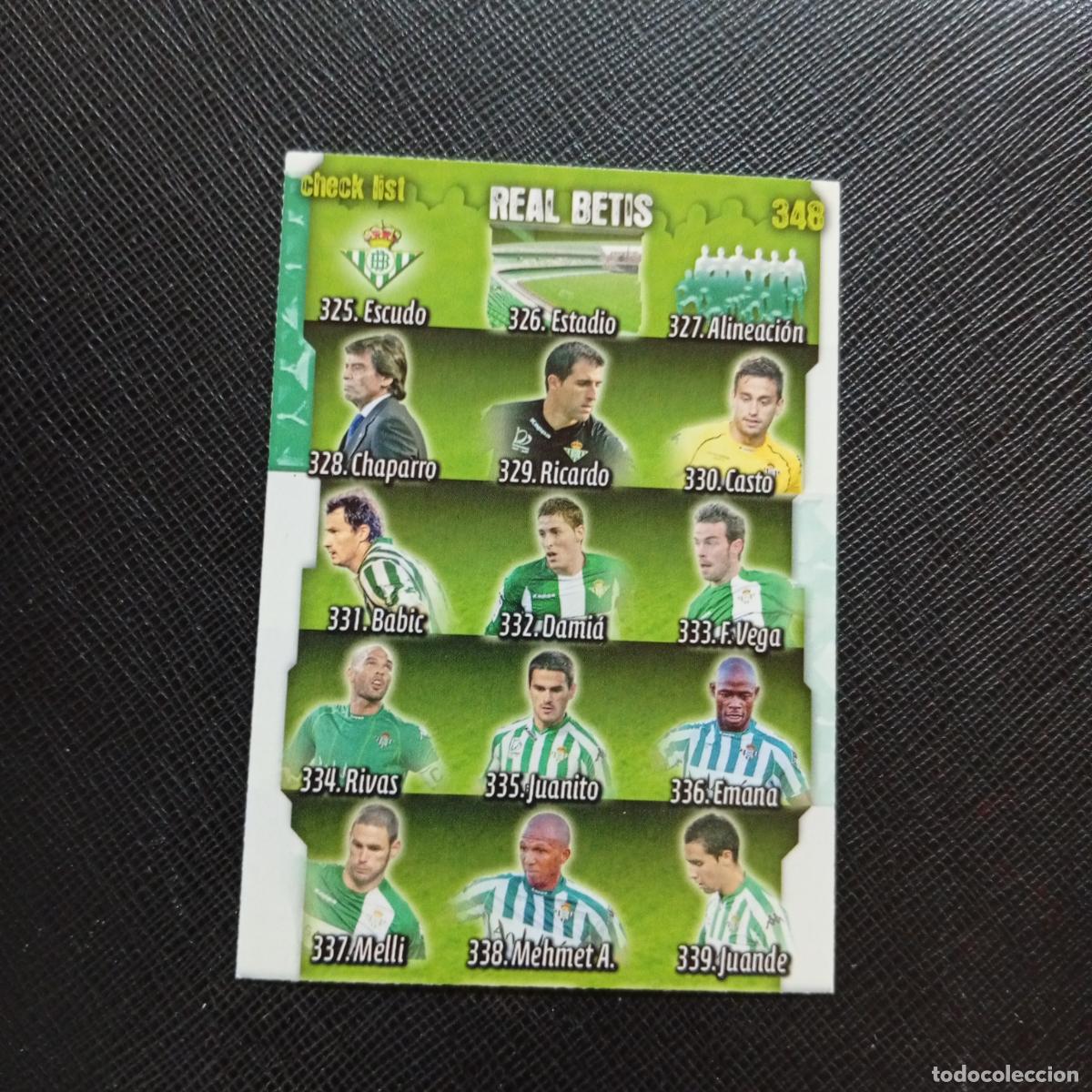 Cromos de f&uacute;tbol: 348 CHECK LIST REAL BETIS MUNDICROMO QUIZ GAME 2008 2009 FUTBOL 08 09 - A211 PG46