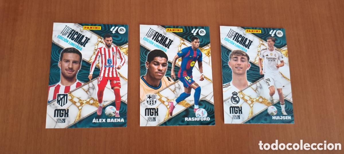 Cromos de f&uacute;tbol: 3 cromos Panini top fichajes mgk 25*26