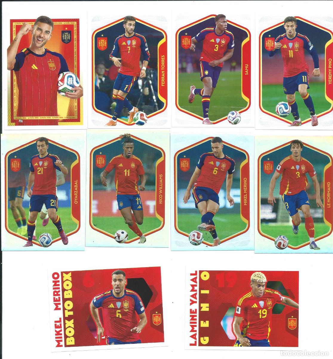 Cromos de f&uacute;tbol: ESPA&Ntilde;A MUNDIAL 2026 CARREFOUR : LOTE 25 CROMOS DISTINTOS (4 PLATEADOS, LAMINE YAMAL)