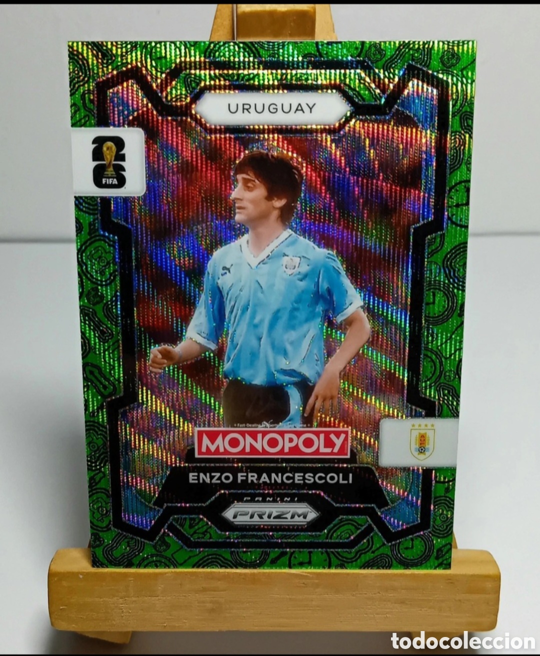 Cromos de f&uacute;tbol: ENZO FRANCESCOLI 2026 URUGUAY MONOPOLY FOUR CORNERS GREEN WAVE PRIZM PANINI.