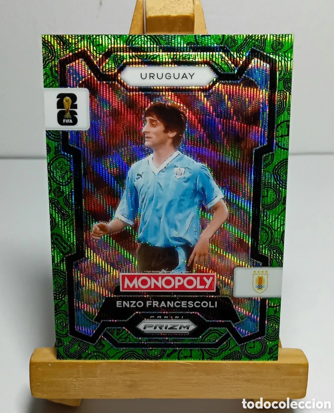 Cromos de f&uacute;tbol: ENZO FRANCESCOLI 2026 URUGUAY MONOPOLY FOUR CORNERS GREEN WAVE PRIZM PANINI.
