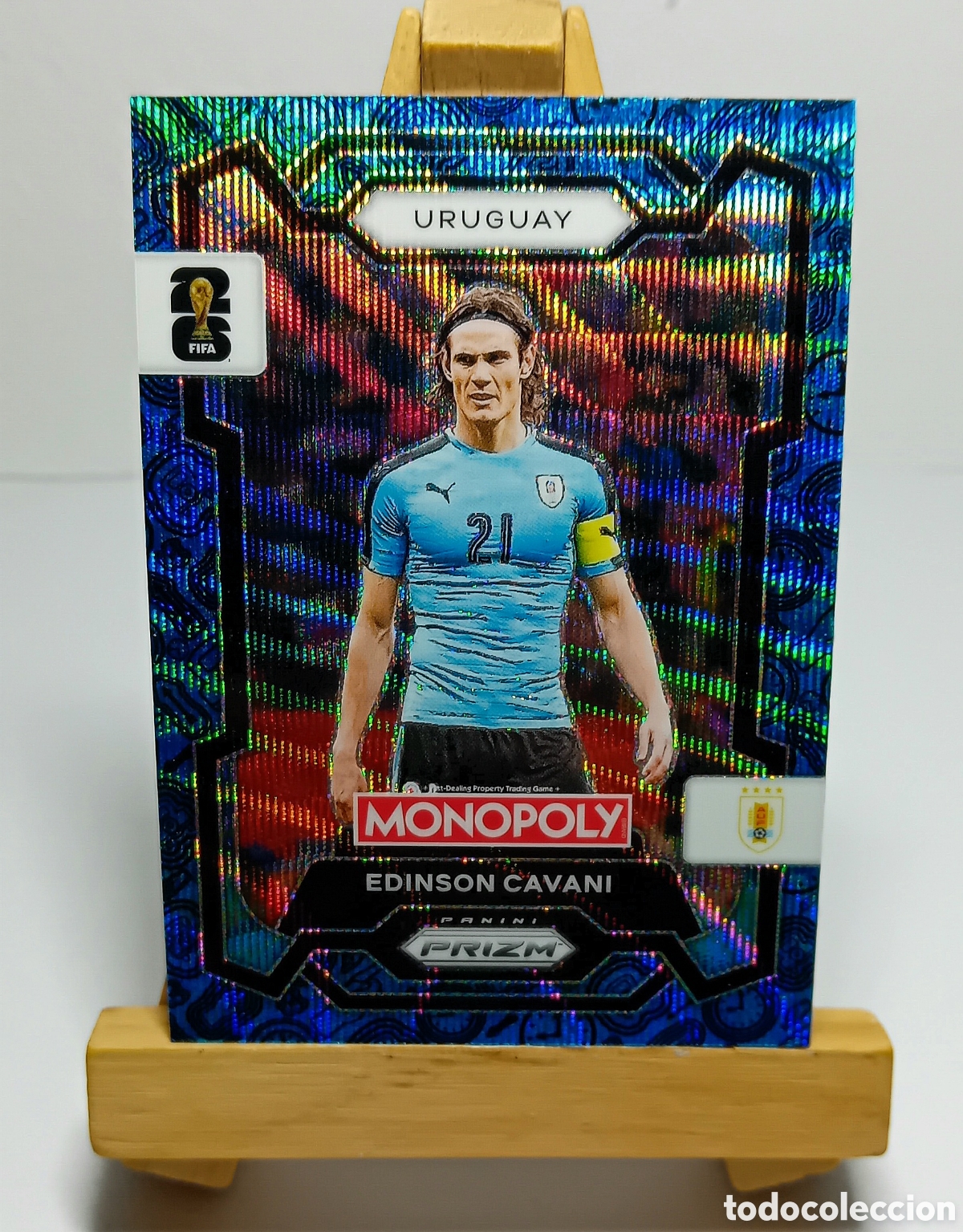 Cromos de f&uacute;tbol: EDINSON CAVANI 2026 URUGUAY MONOPOLY FOUR CORNERS BLUE WAVE PRIZM PANINI.
