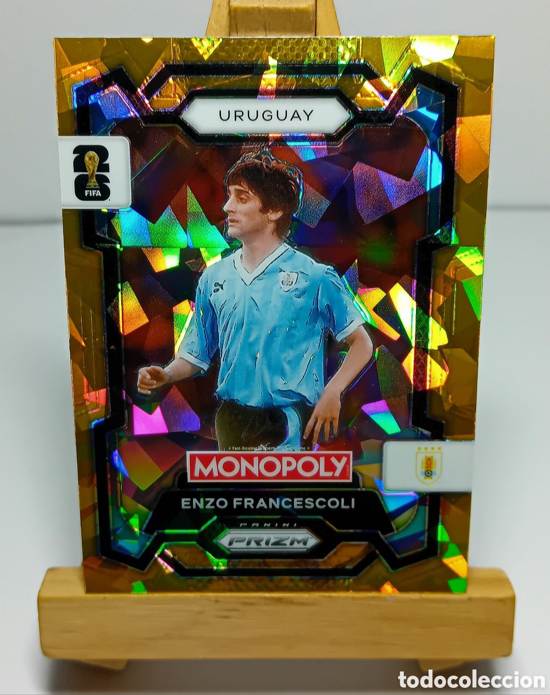 Cromos de f&uacute;tbol: ENZO FRANCESCOLI 2026 URUGUAY MONOPOLY GOLD CRACKED ICE PRIZM PANINI.