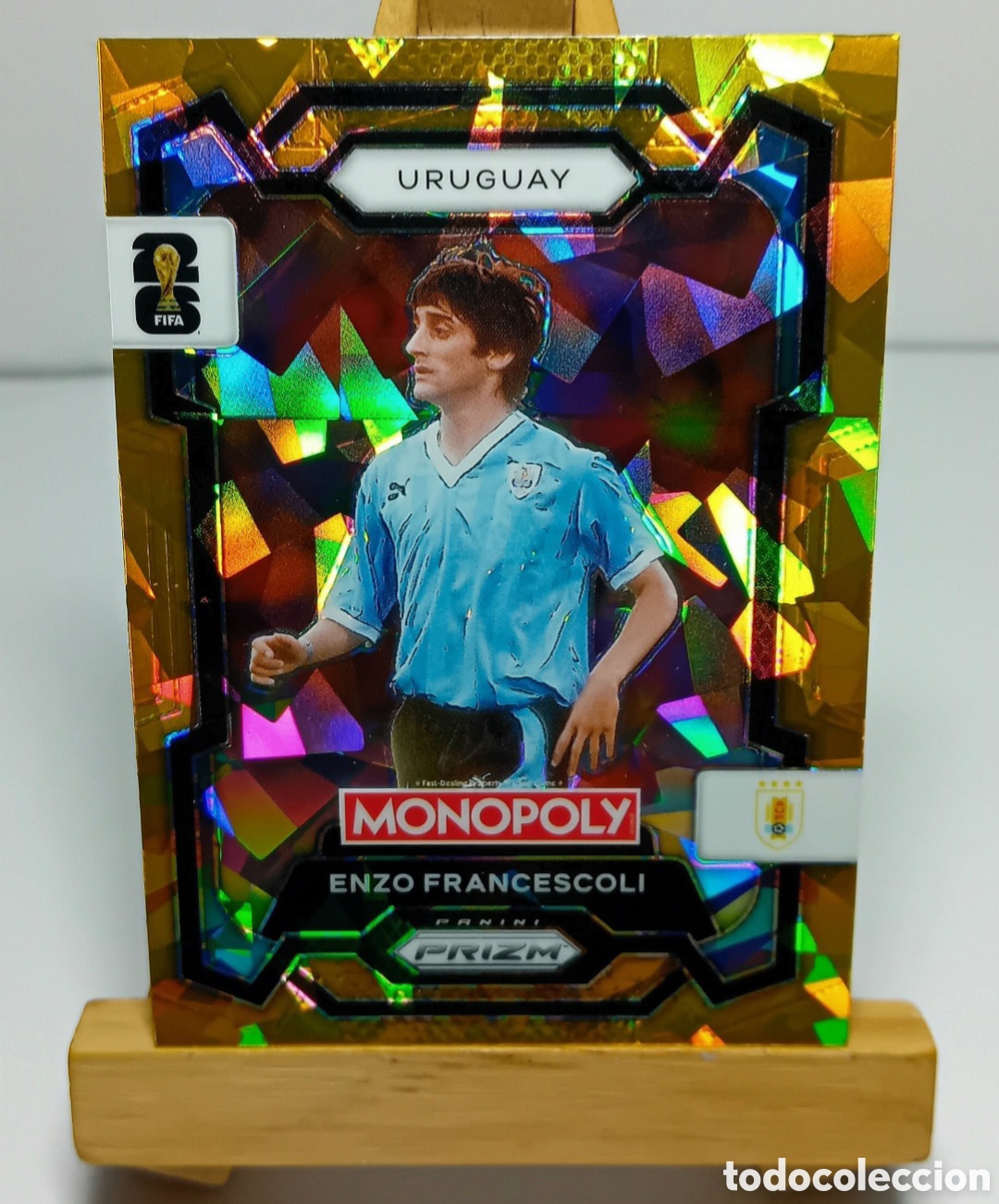 Cromos de f&uacute;tbol: ENZO FRANCESCOLI 2026 URUGUAY MONOPOLY GOLD CRACKED ICE PRIZM PANINI.