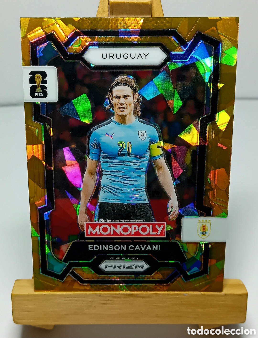 Cromos de f&uacute;tbol: EDINSON CAVANI 2026 URUGUAY MONOPOLY GOLD CRACKED ICE PRIZM PANINI.