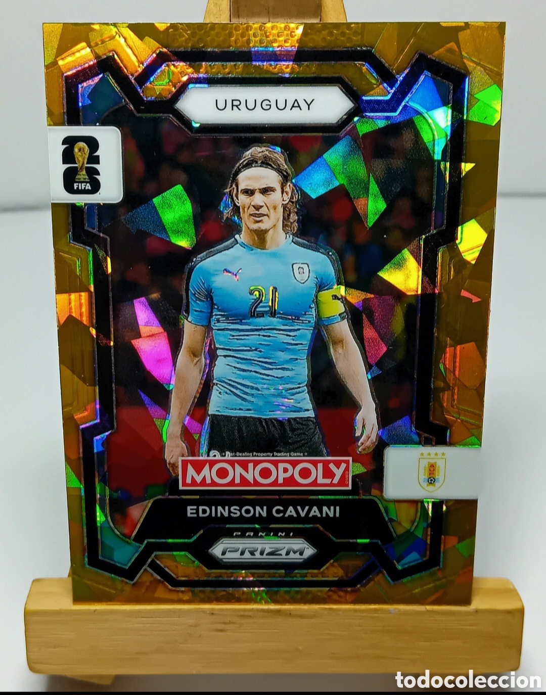 Cromos de f&uacute;tbol: EDINSON CAVANI 2026 URUGUAY MONOPOLY GOLD CRACKED ICE PRIZM PANINI.