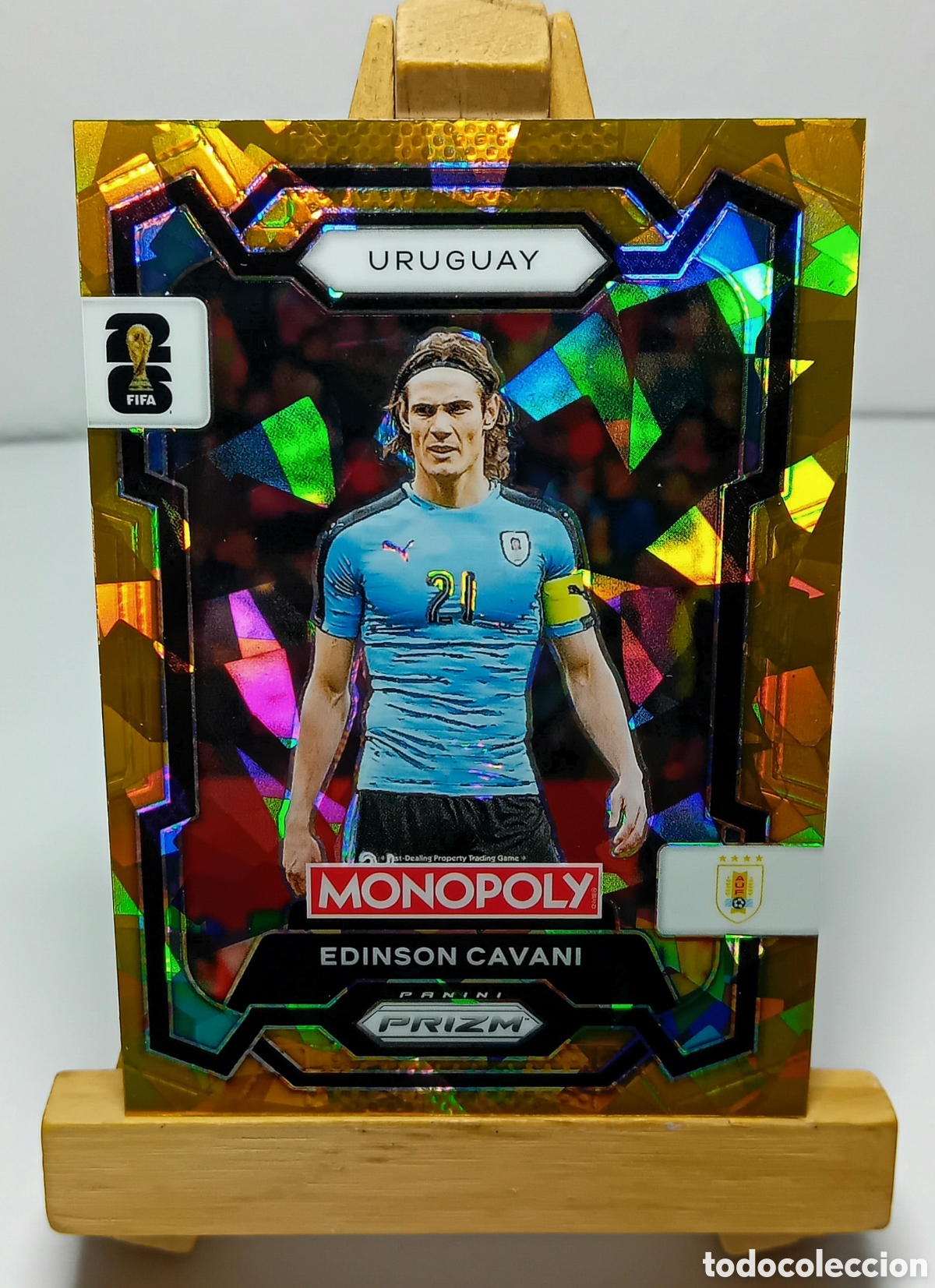 Cromos de f&uacute;tbol: EDINSON CAVANI 2026 URUGUAY MONOPOLY GOLD CRACKED ICE PRIZM PANINI.