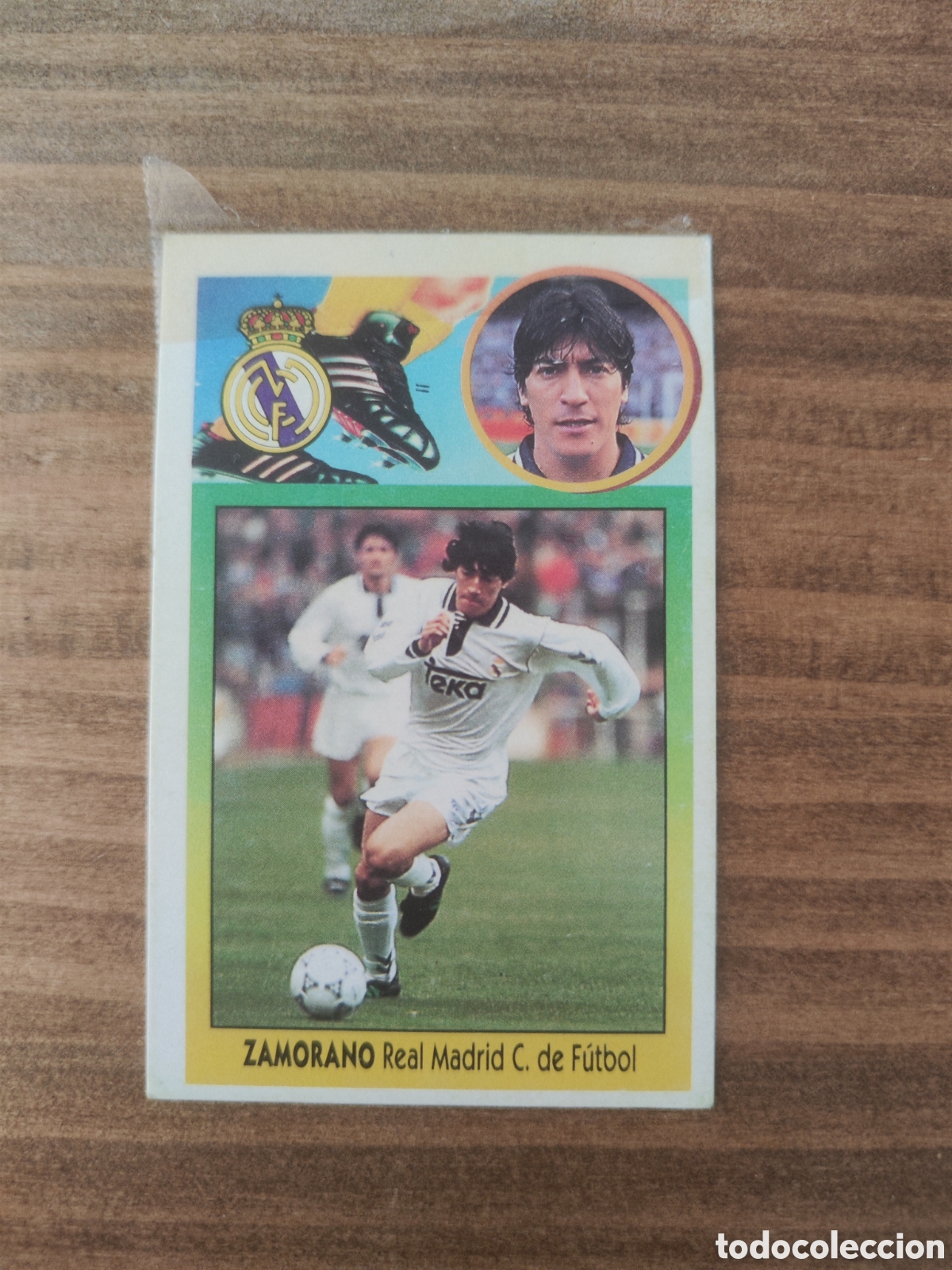 Cromos de Futebol: Este 93 94 despegado Rayo Madrid Zamorano con resto de celo en anverso