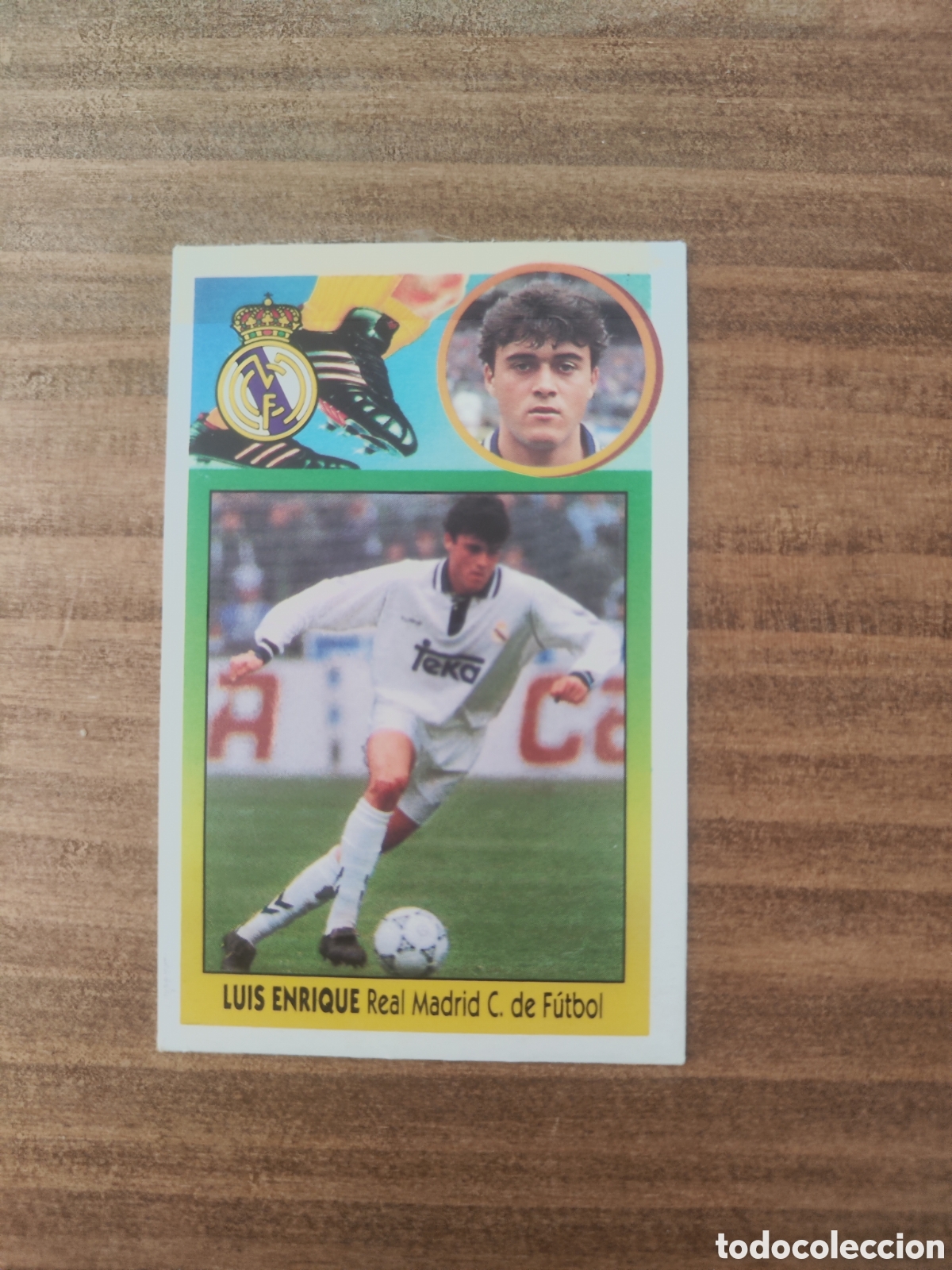 Cromos de Futebol: Este 93 94 despegado Real Madrid Lu&iacute;s Enrique con resto de celo en anverso