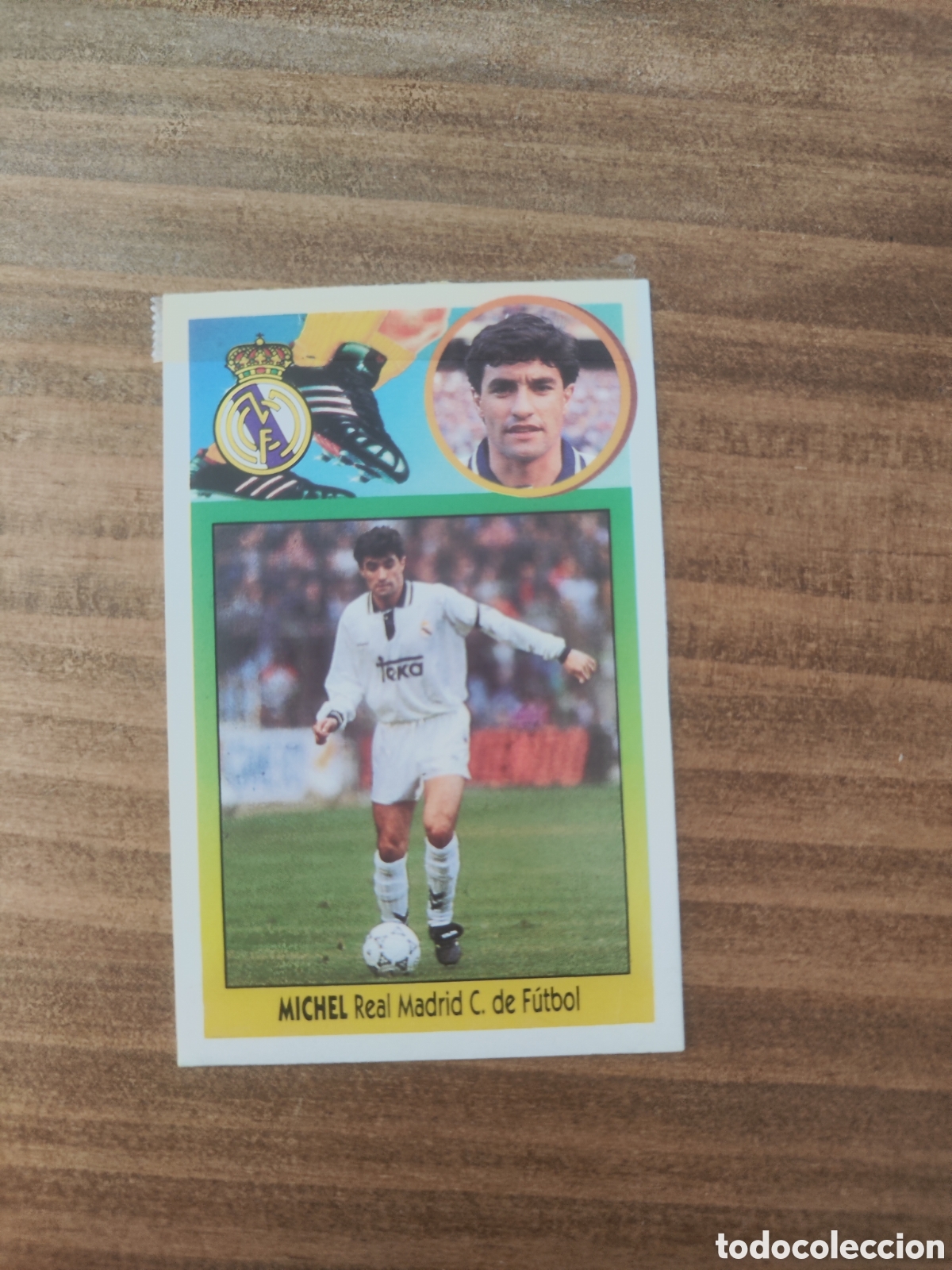 Figurine di Calcio: Este 93 94 despegado Real Madrid Michel con resto de celo en anverso