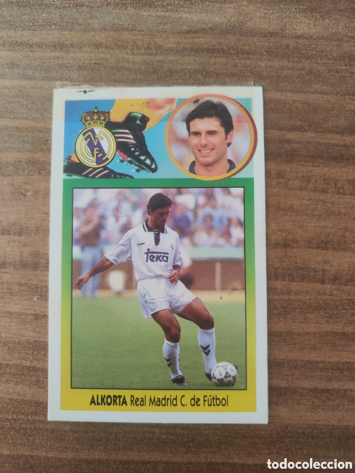 Figurine di Calcio: Este 93 94 despegado Real Madrid Alkorta coloca con resto de celo en anverso
