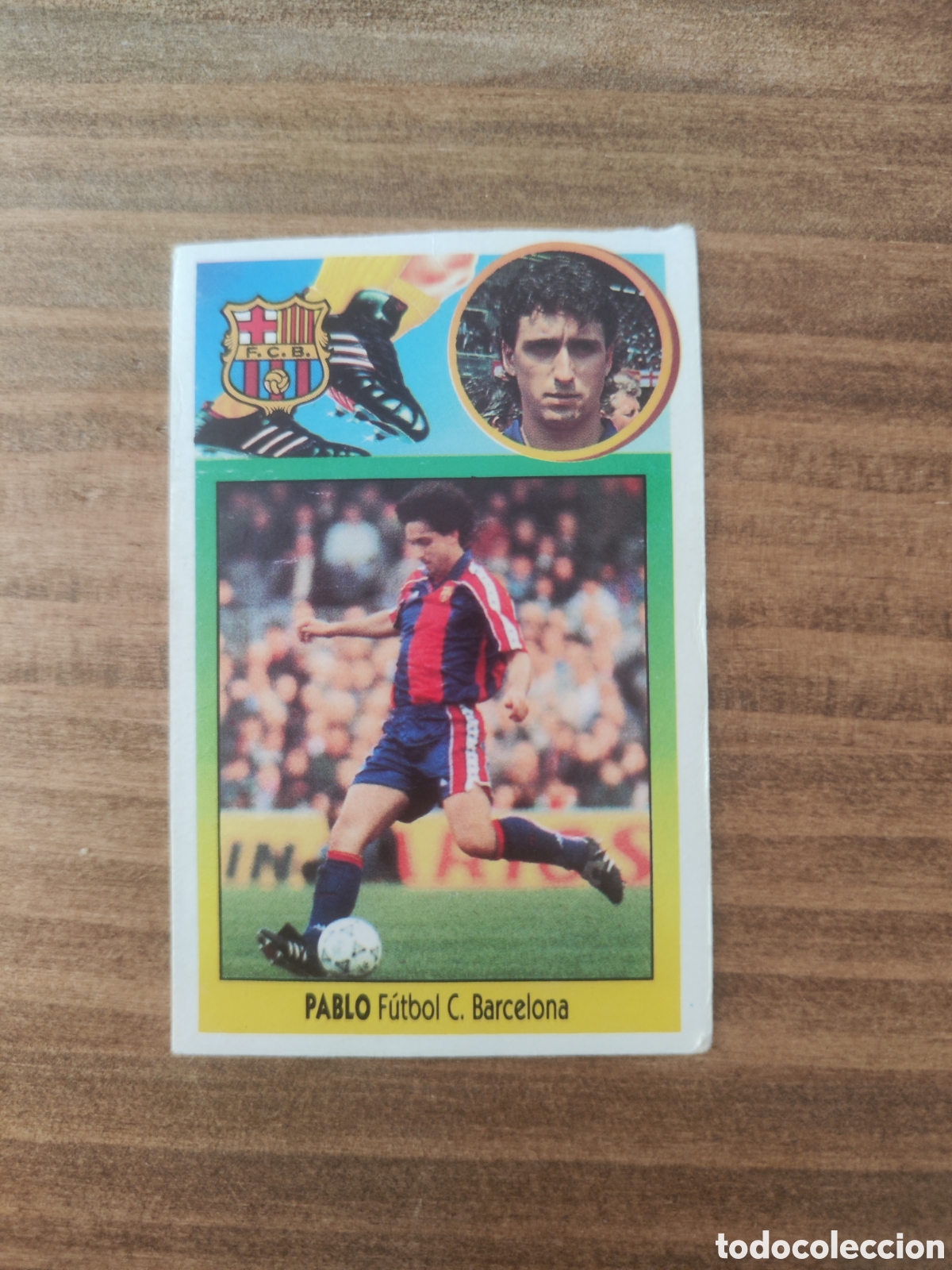 Fu&szlig;ball-Sticker: Este 93 94 despegado Barcelona Pablo Alfaro con resto de celo en anverso