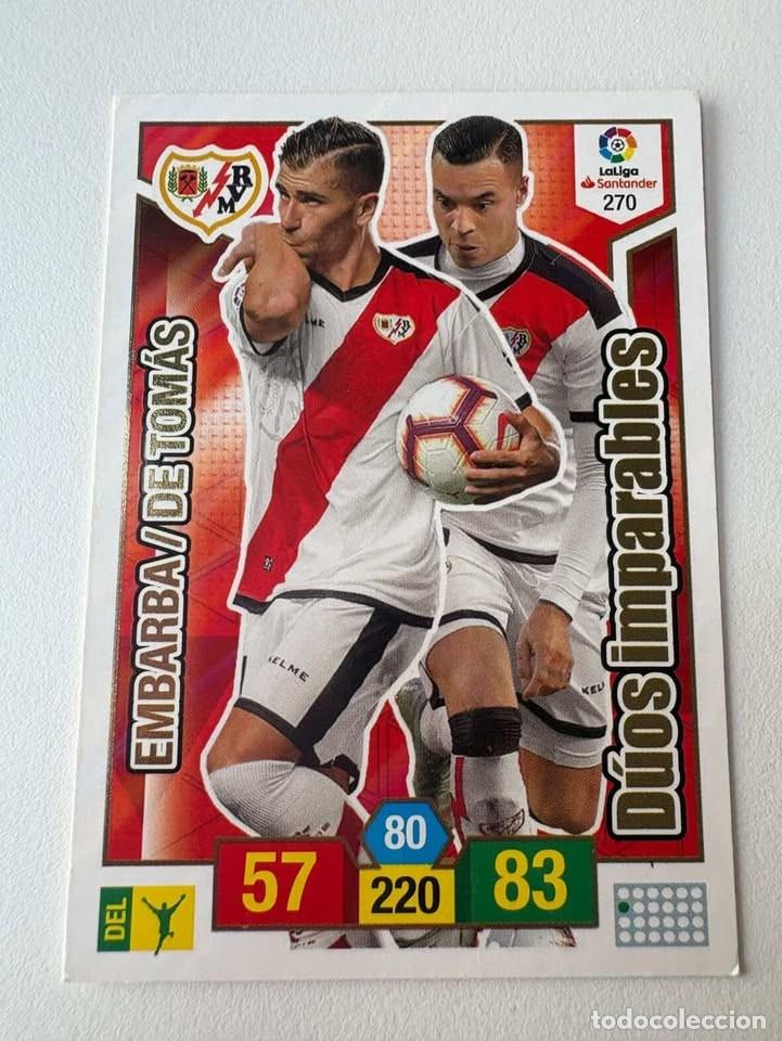 Cromos de f&uacute;tbol: Carta Embarba/De Tom&aacute;s D&uacute;os Imparables Rayo Vallecano 270 Adrenalyn 2018-19