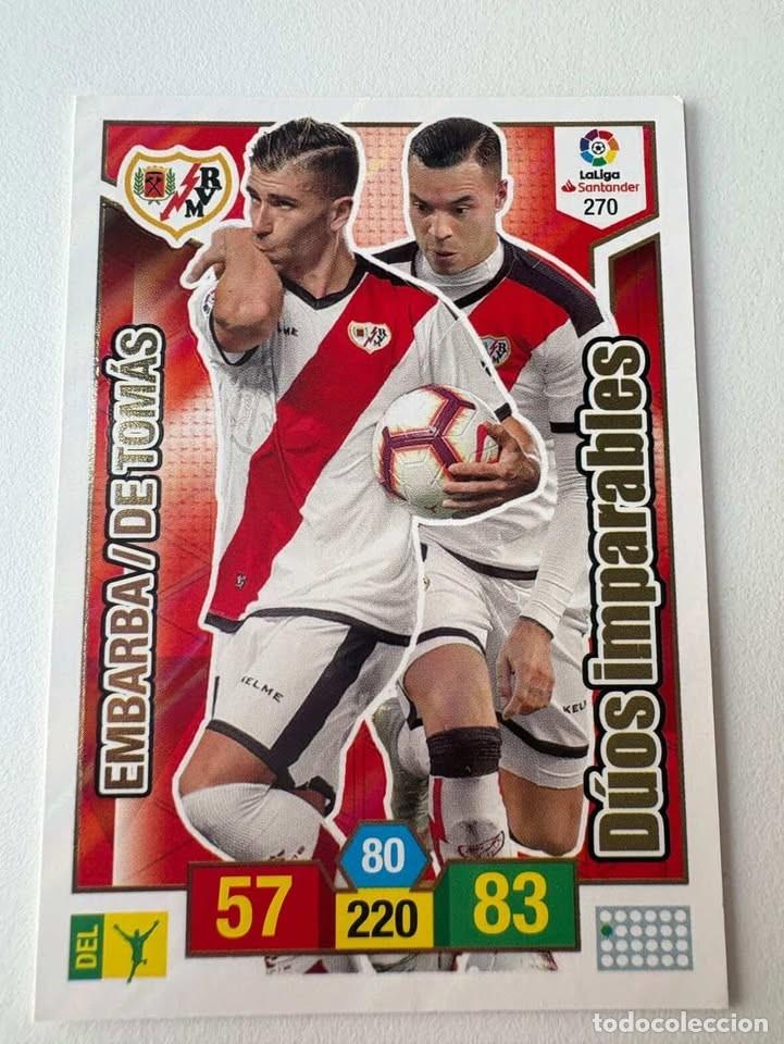 Cromos de f&uacute;tbol: Carta Embarba/De Tom&aacute;s D&uacute;os Imparables Rayo Vallecano 270 Adrenalyn 2018-19