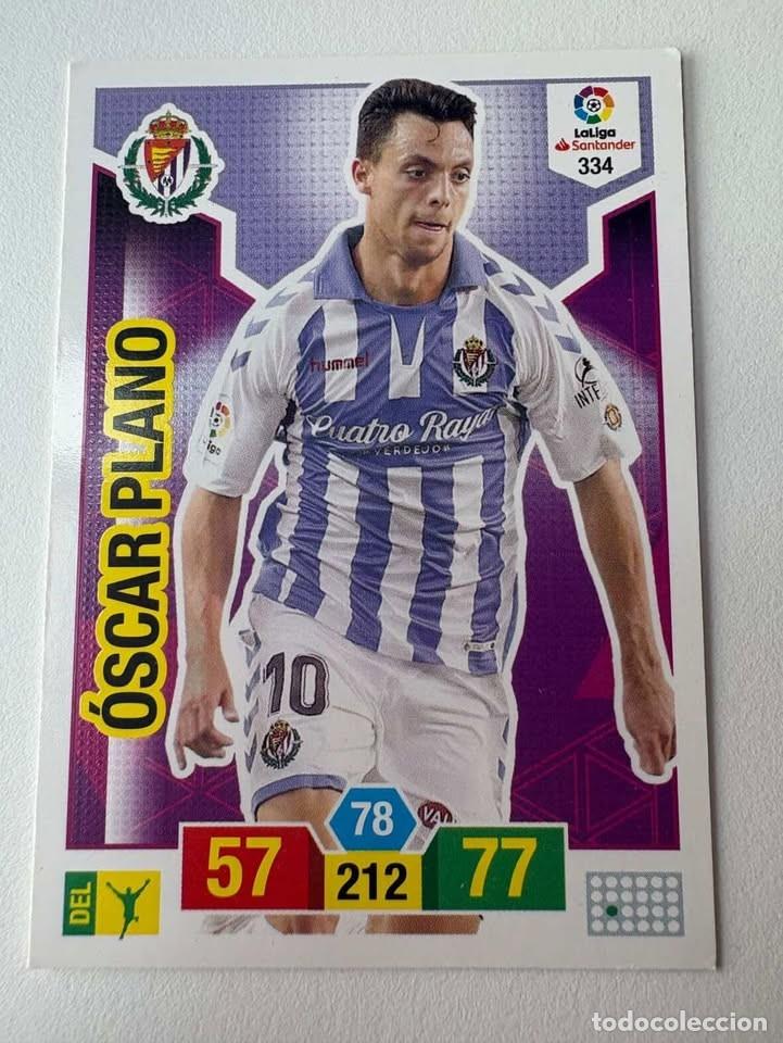 Cromos de f&uacute;tbol: Carta &Oacute;scar Plano Valladolid 334 Adrenalyn 2018-19