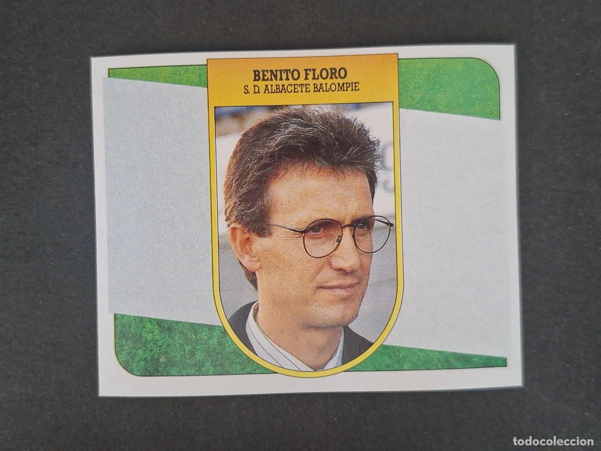 Cromos de f&uacute;tbol: L3 BENITO FLORO ENTRENADOR ALBACETE BALOMPIE LIGA ESTE 1991 1992 91 92 CARTON SIN PEGAR NUNCA PEGADO