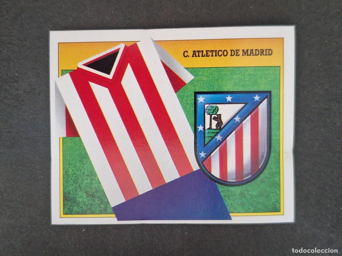 Cromos de f&uacute;tbol: L3 ESCUDO ATLETICO DE MADRID LIGA ESTE 1991 1992 91 92 CARTON SIN PEGAR NUNCA PEGADO